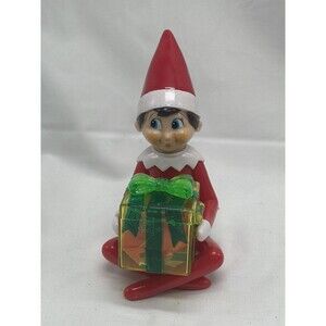 Elf on the shelf figure holding box Christmas plastic toy decoration home
